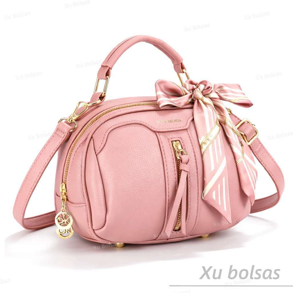 Bolsa Feminina Transversal Luxa Com Lencinho Bau Tiracolo Espaçosa Em Couro PU Estruturada Media Com Alça A1049#