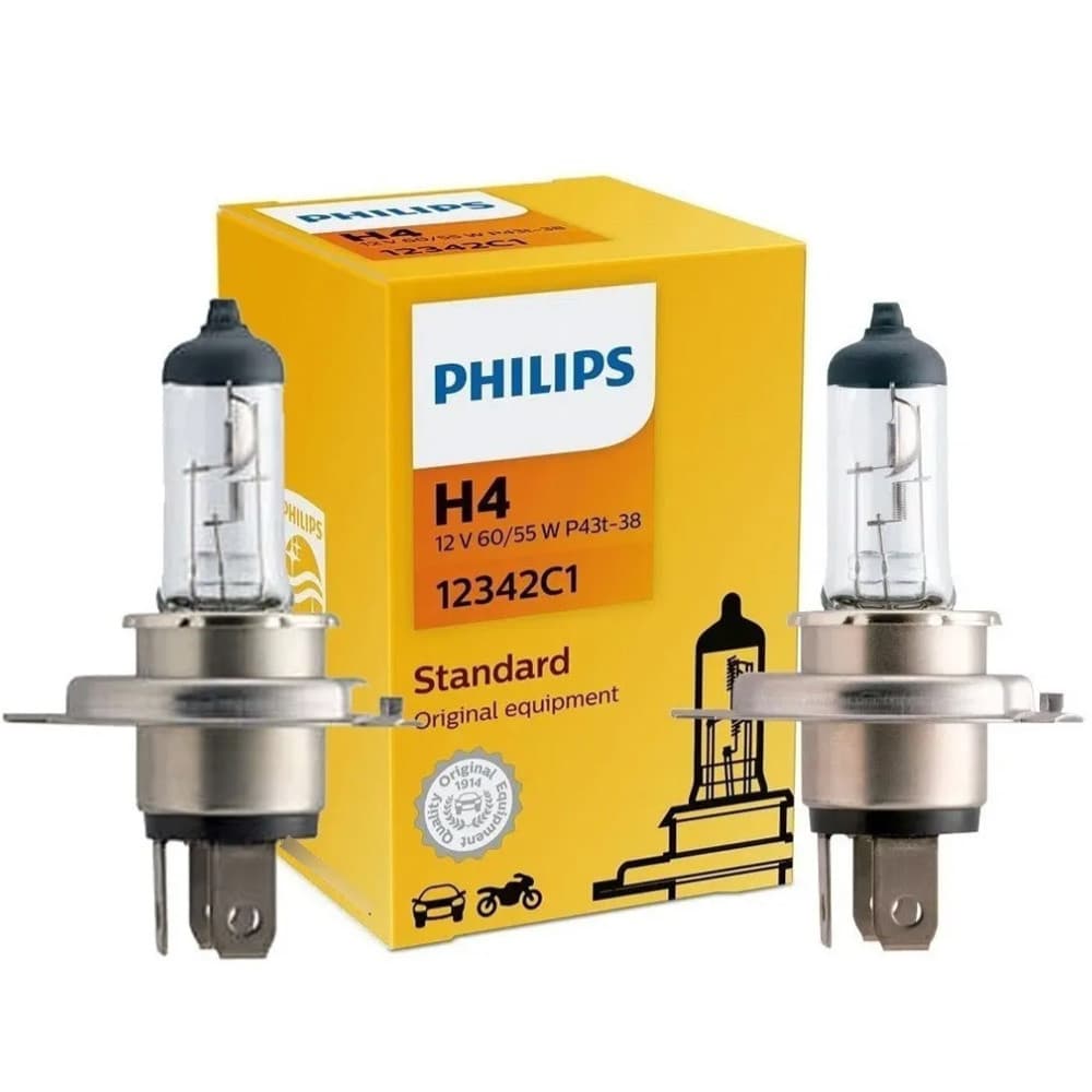 Par Lampada Philips Halogena H4 12v 60w/55w 12342c1 Standard  - 2 Unidades