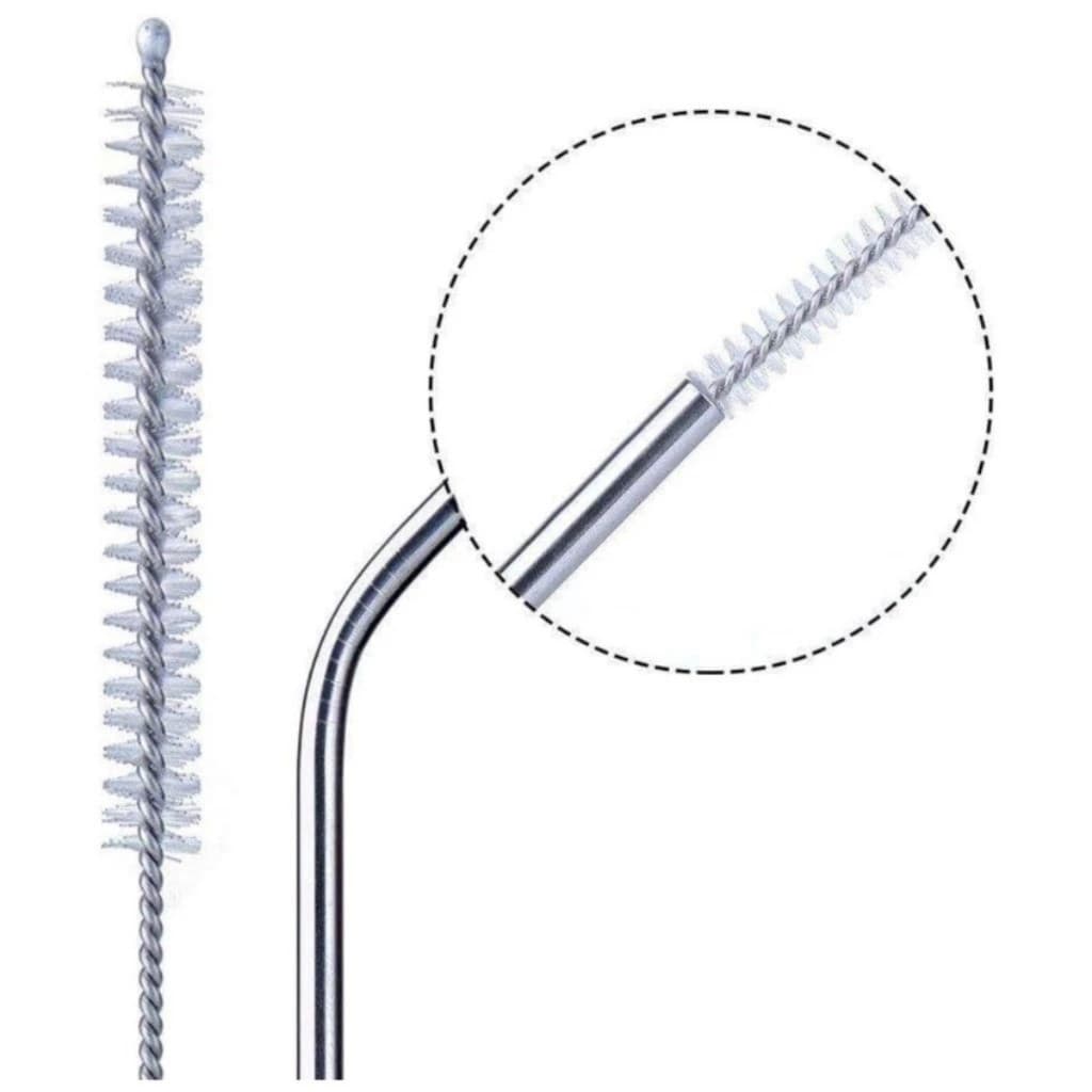 Conjunto de Escovas Flexíveis de Metal Para Higienização e Limpeza de Canudos