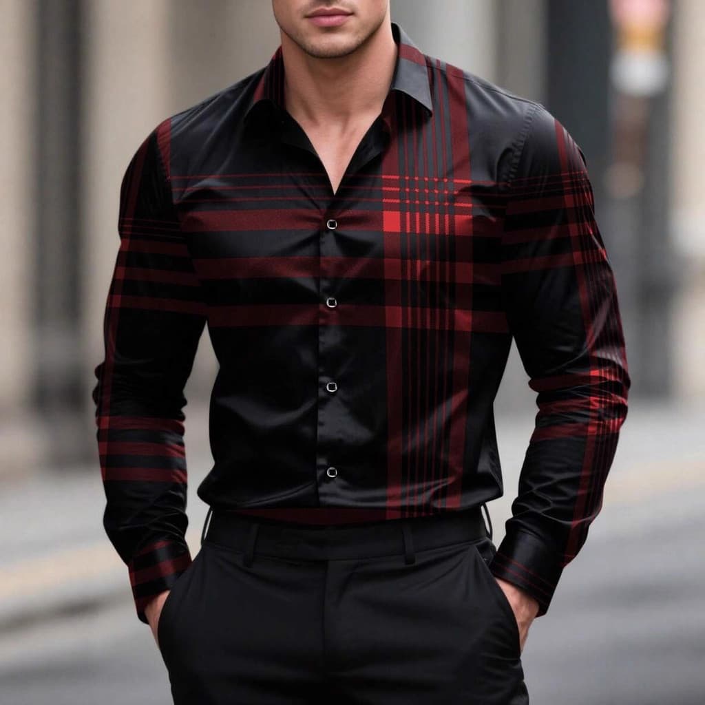 Camisa estampada manga comprida elegante All-Match camisa Slim fit camisa empresarial
