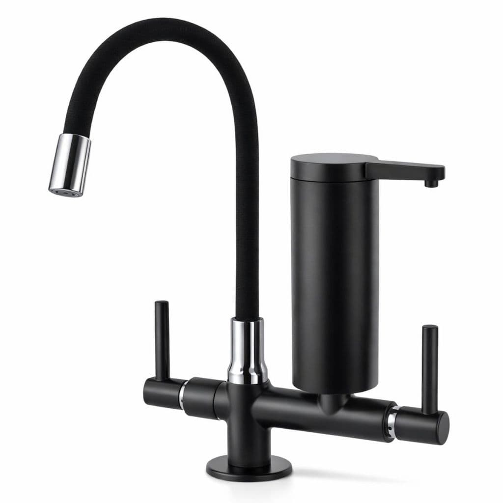 Torneira Preta Bica Móvel Gourmet ABS de Bancada Mesa Pia Cozinha Tubo Flexível Copo Preto Com Filtro Pró Saúde Premium
