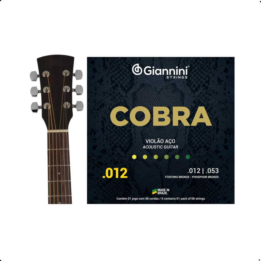 Encordoamento Giannini Cobra P/ Violão Aço 012 Phosphor Bronze
