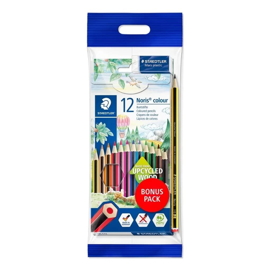 Lápis de Cor Staedtler 12 Cores + Lápis HB + Borracha