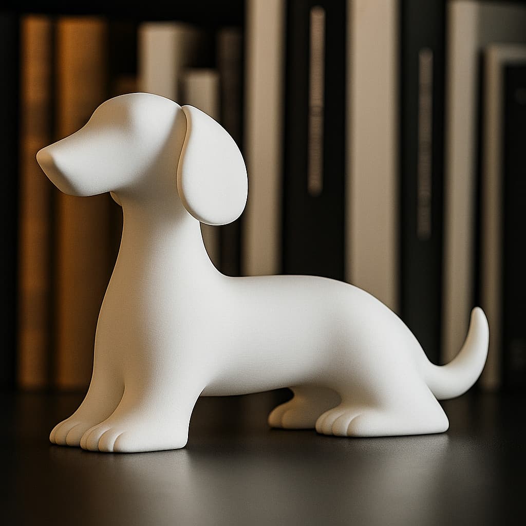 Estátua Dachshund Cachorro Salsicha 3D | Decoração Pet Minimalista Moderna | Preto ou Branco