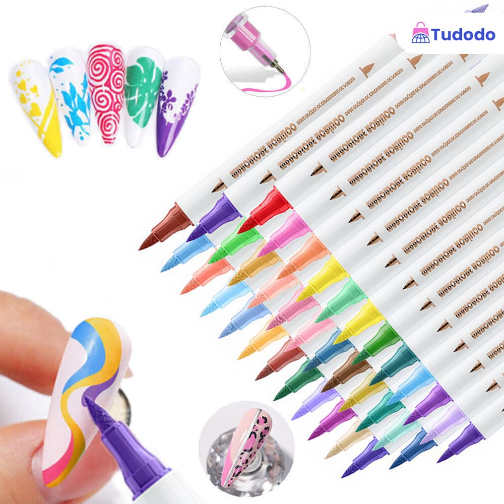 Caneta dupla para decoração de unhas em acrílico: 24/36/48/72 cores – qualidade e precisão