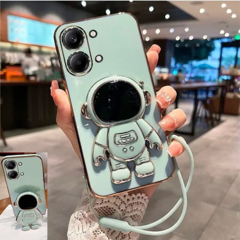 Astronauta Suporte À Prova De Choque Caso Para Poco x8 Pro Max Galvanizado Macio Silicone Titular Cordão Telefone Capa T