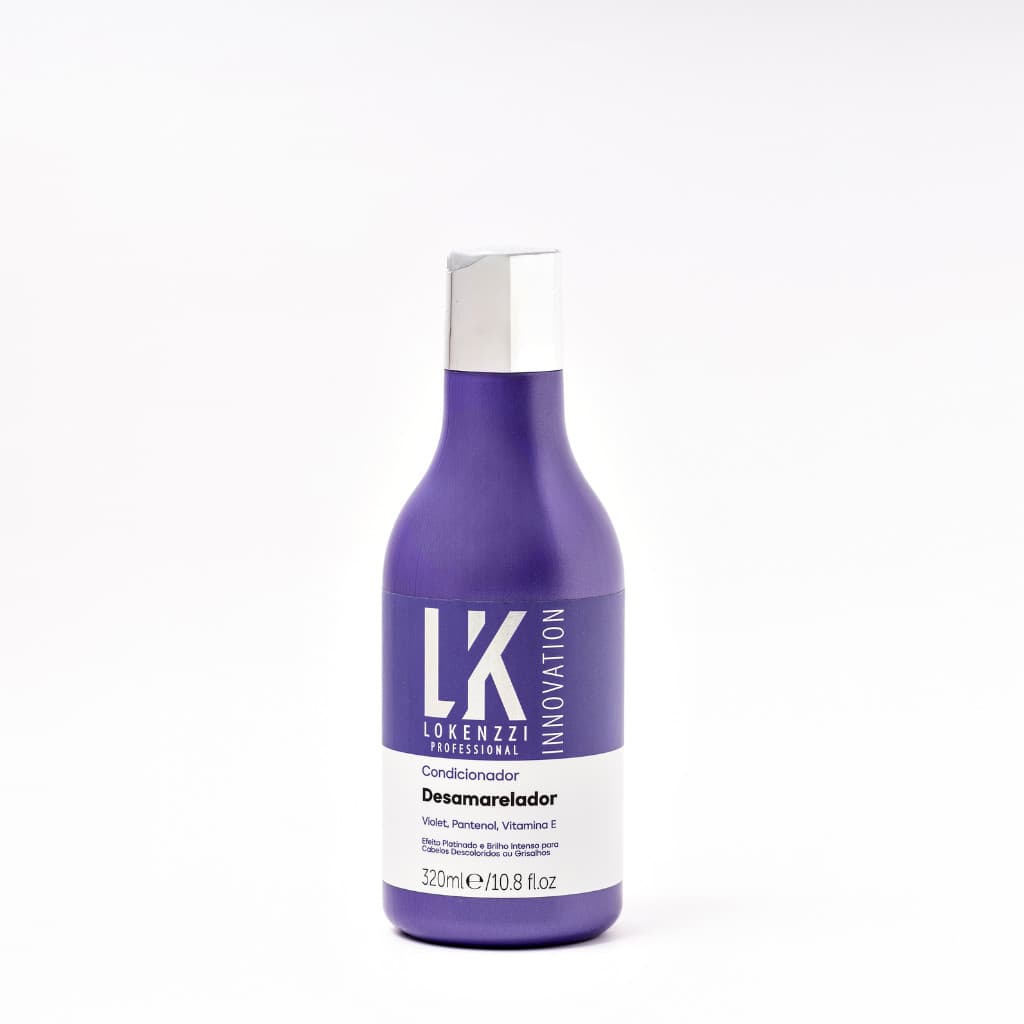 Condicionador Desamarelador Lokenzzi 320ml Matizador Profissional Cabelos Loiros Grisalhos Brancos Anti Amarelo Hidratar