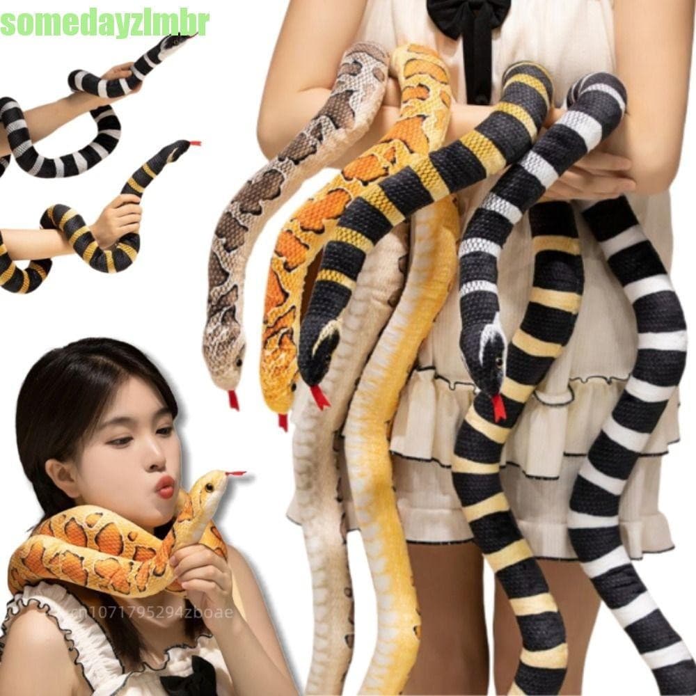SOMEDAYZL0M Simulação Cobras Plushie , Boneca De Pelúcia Boa Snake Com Padrão Longo Realista , Preto E Branco