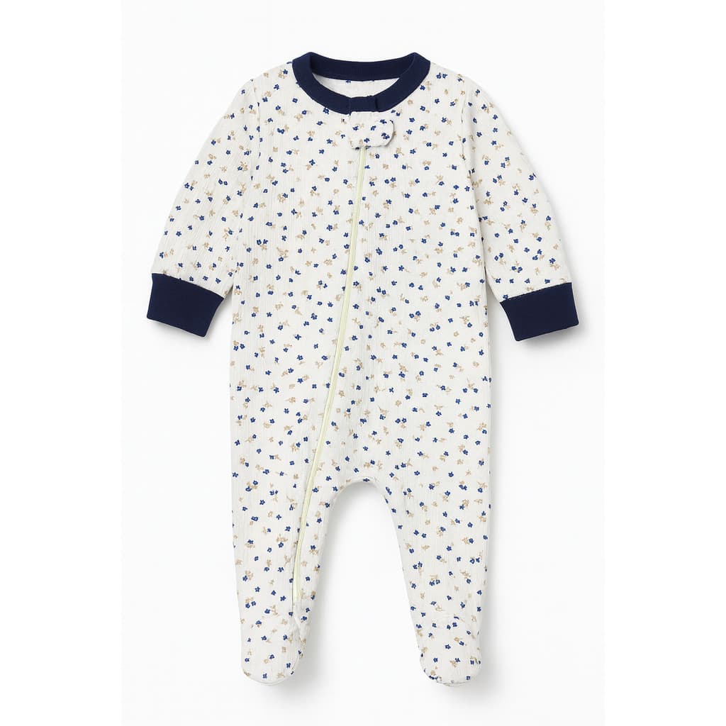 Pijama Kidz Com Pezinho - Floral Blue