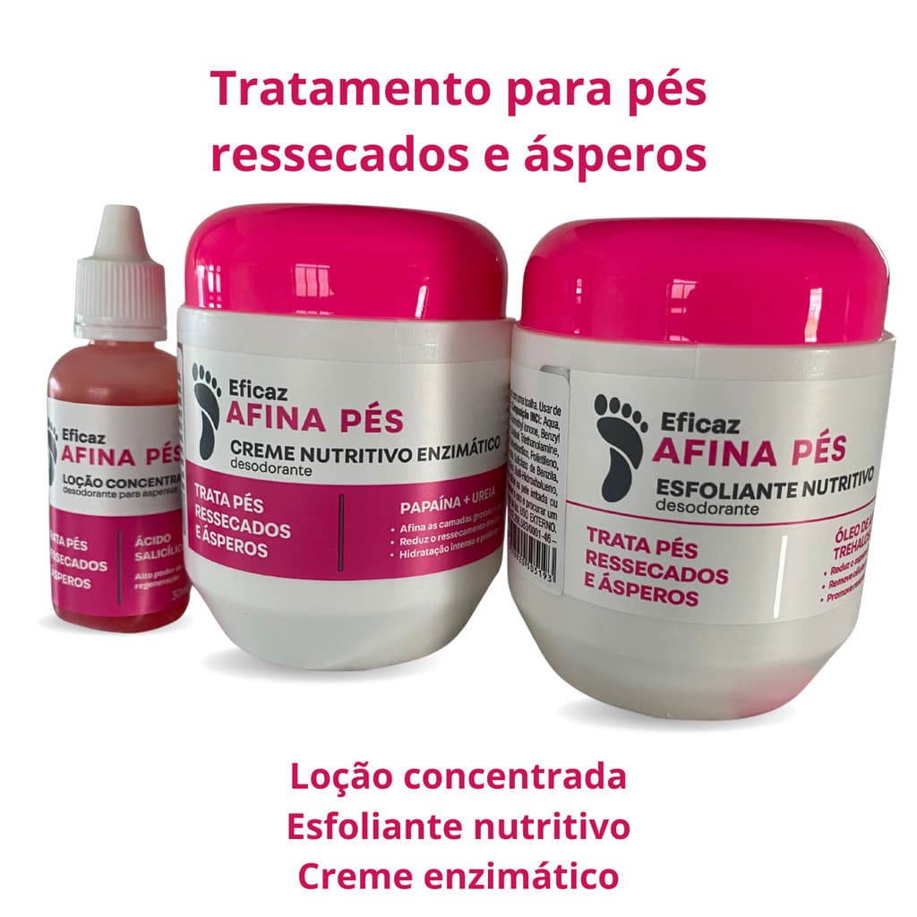 Kit Loção Eficaz para Tratamento pés Ressecados e Ásperos Afina Pés