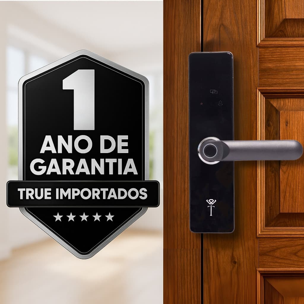 Fechadura Eletrônica Digital 5 em 1 Com Biometria, Bluetooth, Senha Touch, Chave e Tag