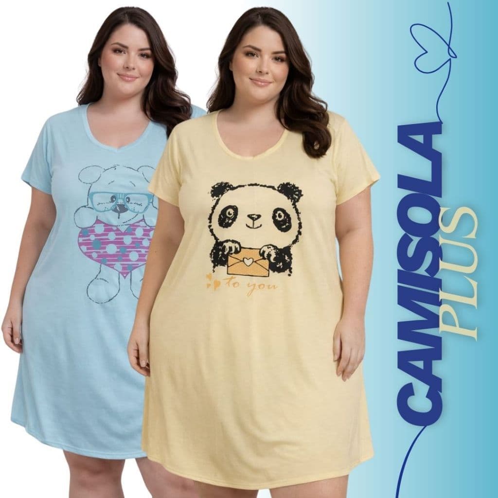 Camisola Plus Size Feminina G1 G2 G3 Grande Confortável Roupa de Dormir Pijama Novidade