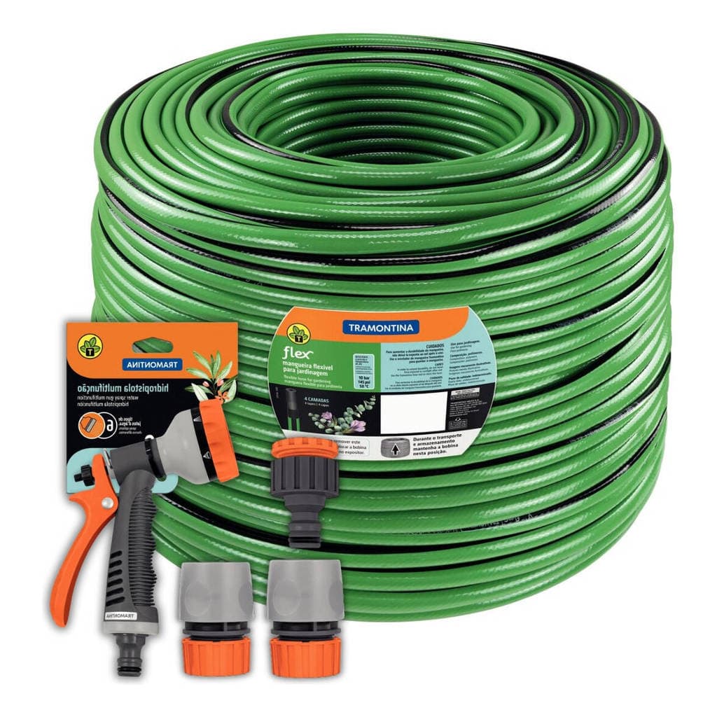 Mangueira De Jardim Tramontina 25m 1/2 Com Kit Esguicho Pvc Verde-escuro