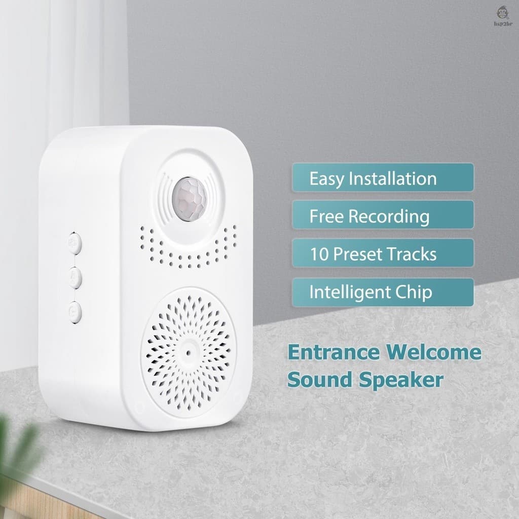 Alto-falante com Sensor Infravermelho e Voz Gravada de Boas-Vindas MP3