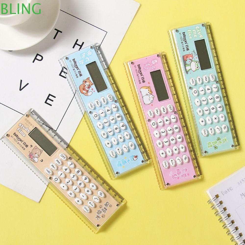 Régua De Calculadora BLING , Com De 8 Dígitos , Reta De 15 Cm Medição 2 Em 1 De Uso Duplo