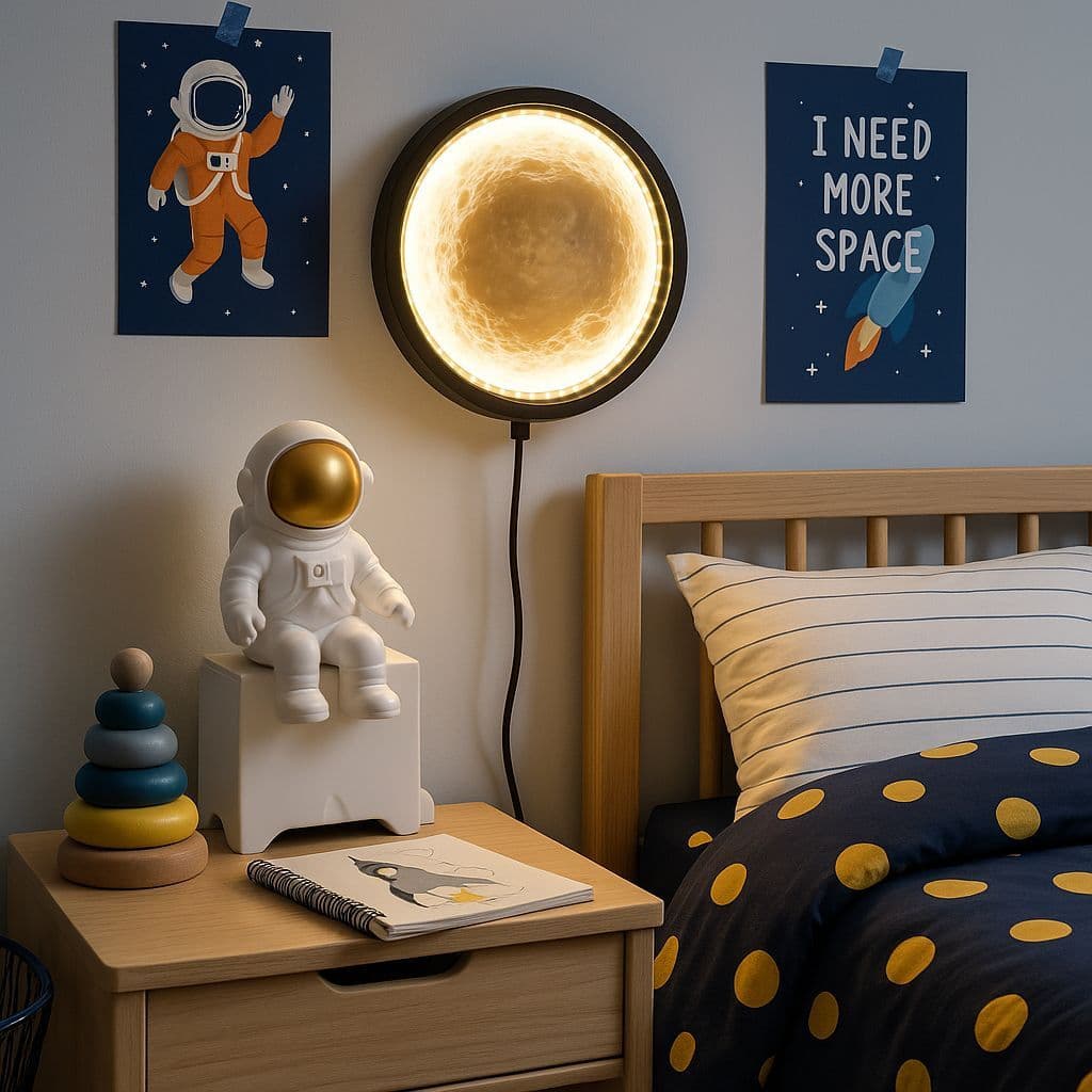 Luminária De Parede Lua 3d 110v Luz Indireta Decorativa