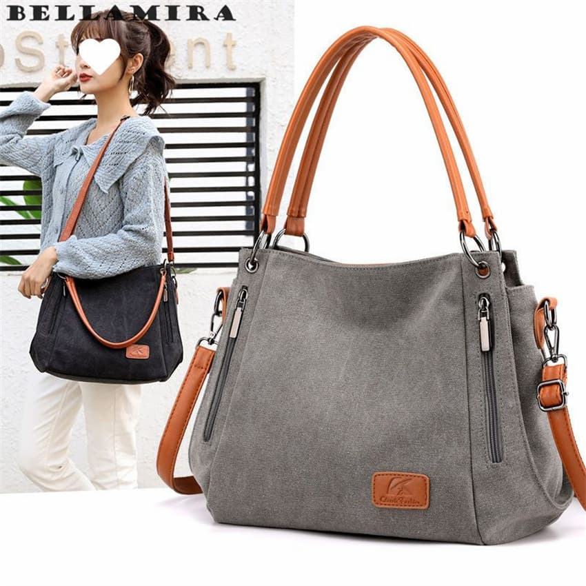 Bolsa Feminina De Ombro Grande De Lona, Bolsa Para Trabalho E Transporte, Bolsa De Mão Retrô, Bolsa Transversal