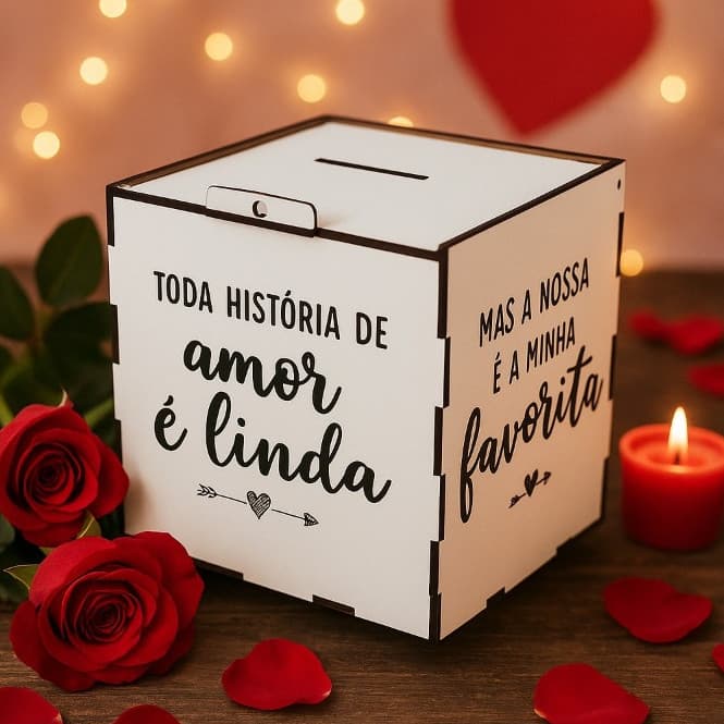 Caixa Gravata Cofre Pix Noivos Casamento Lua de Mel Festa Convidados MDF