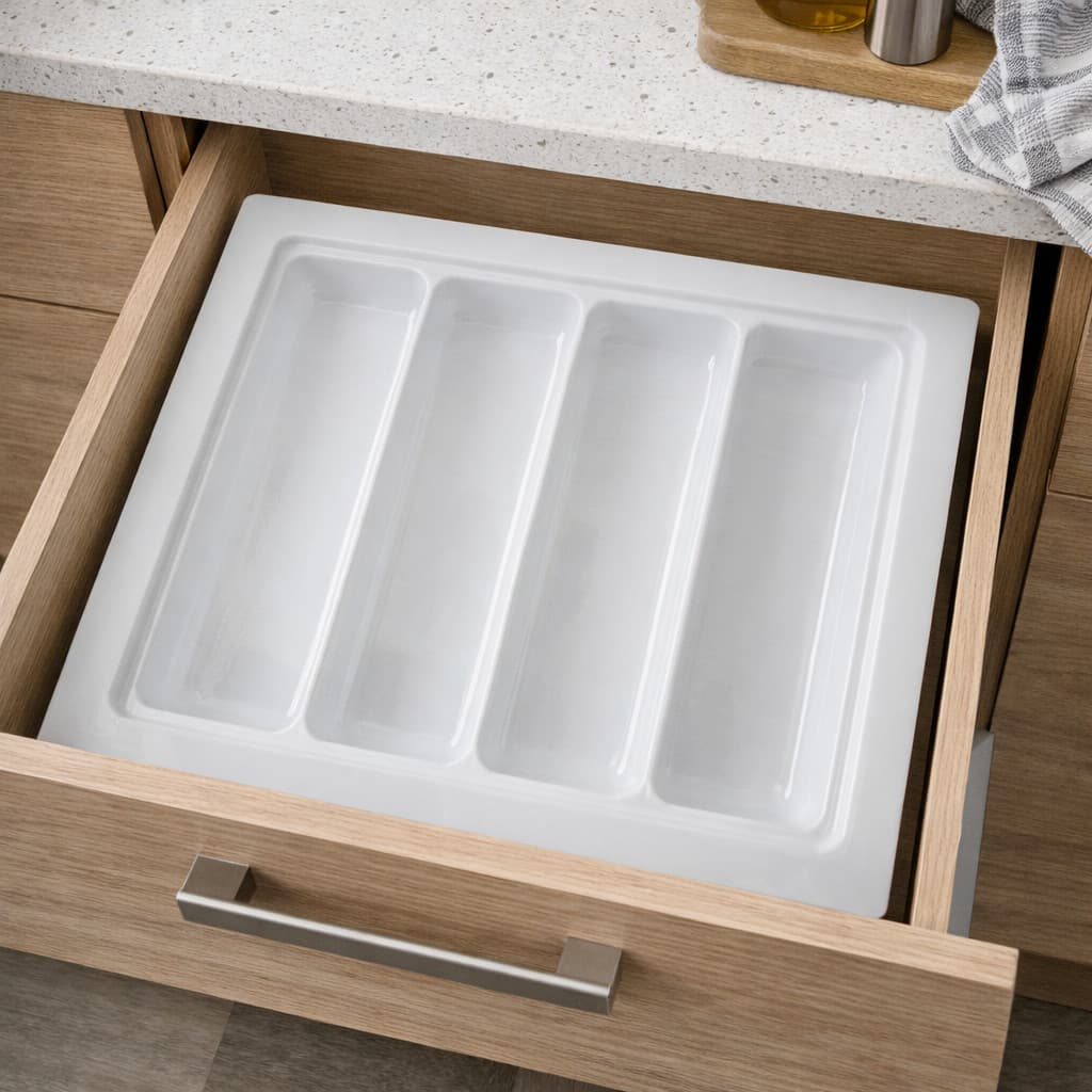 Organizador Talheres Gaveta Cozinha 4 Divisórias Branco OG -79
