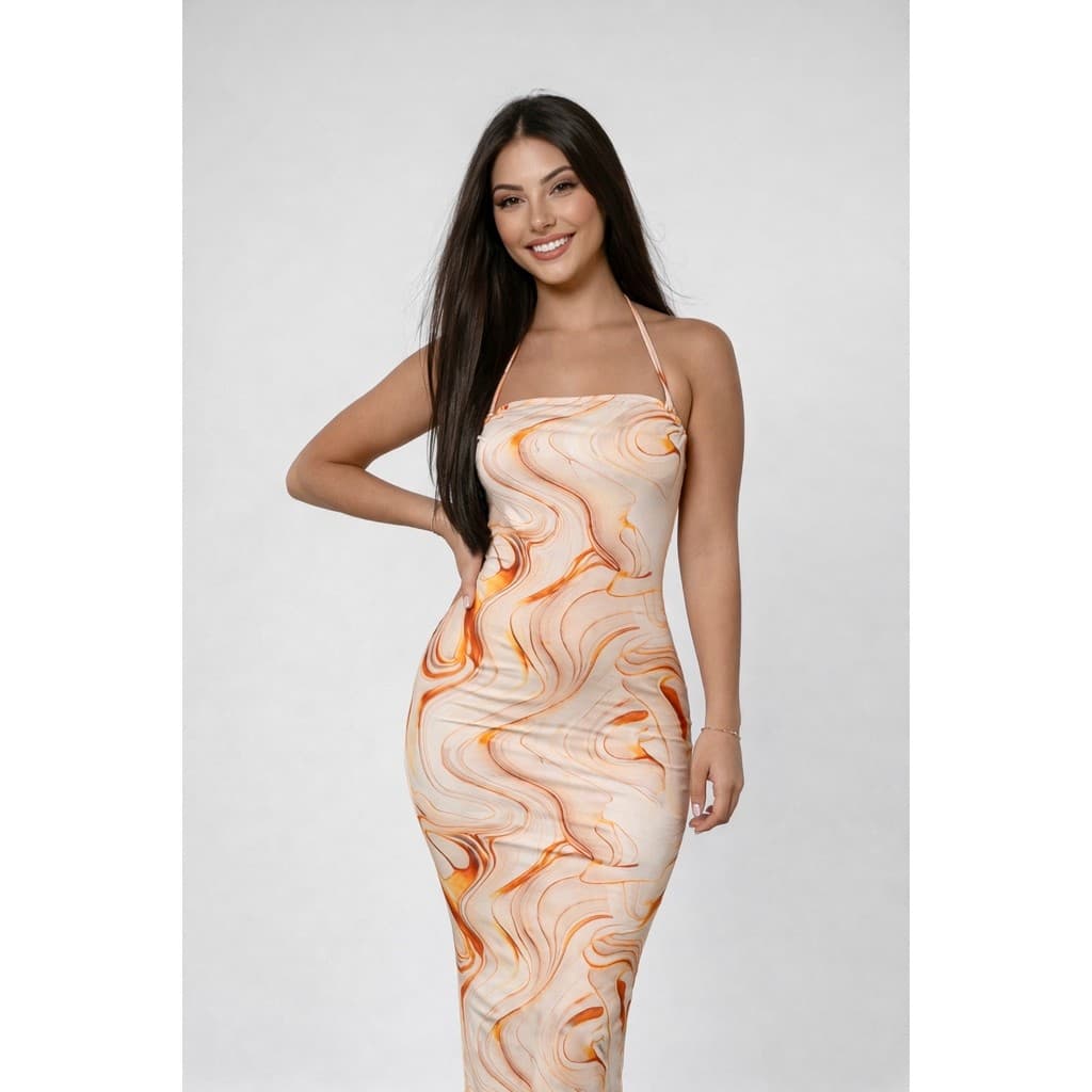 Vestido LONGO elegante com costas nuas Fenda Lateral Empina Bumbum Colado Novo