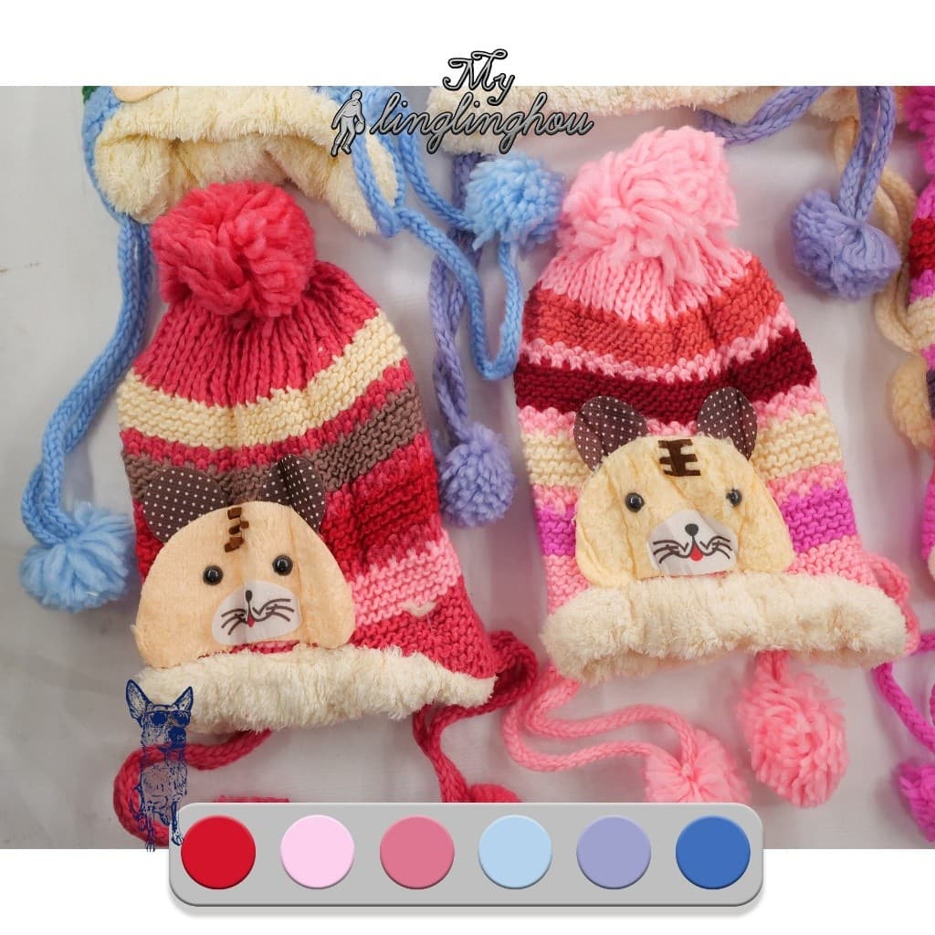 Touca juvenil de Lã Com Pompom Para Inverno  Crianças Frio Gorro Capuz Com Pelo Camada Grossa/3122