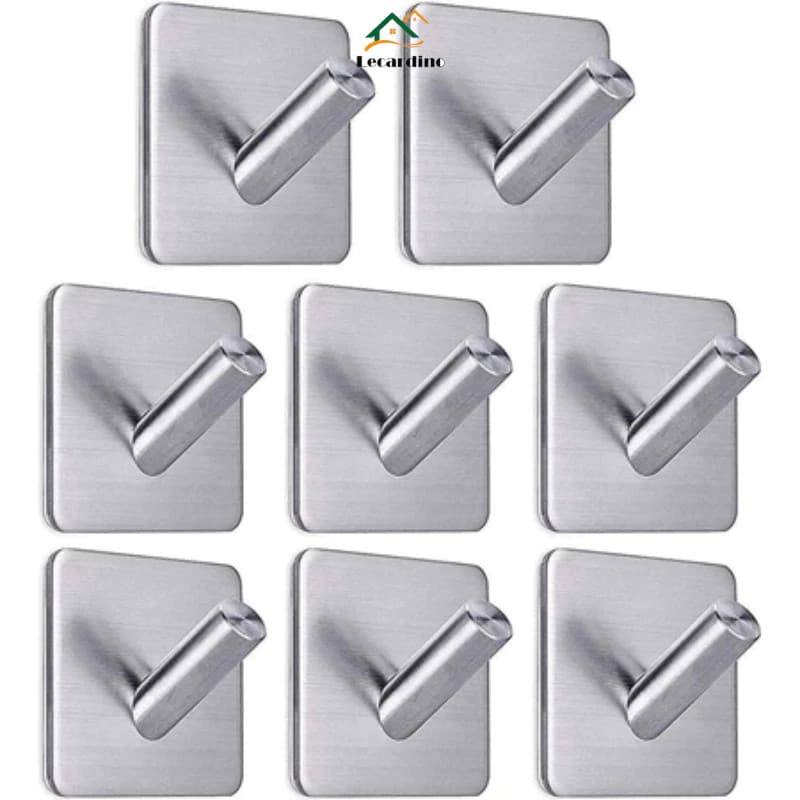 Kit 4/8 Gancho De Parede Auto Adesivo Aço Inox Banheiro