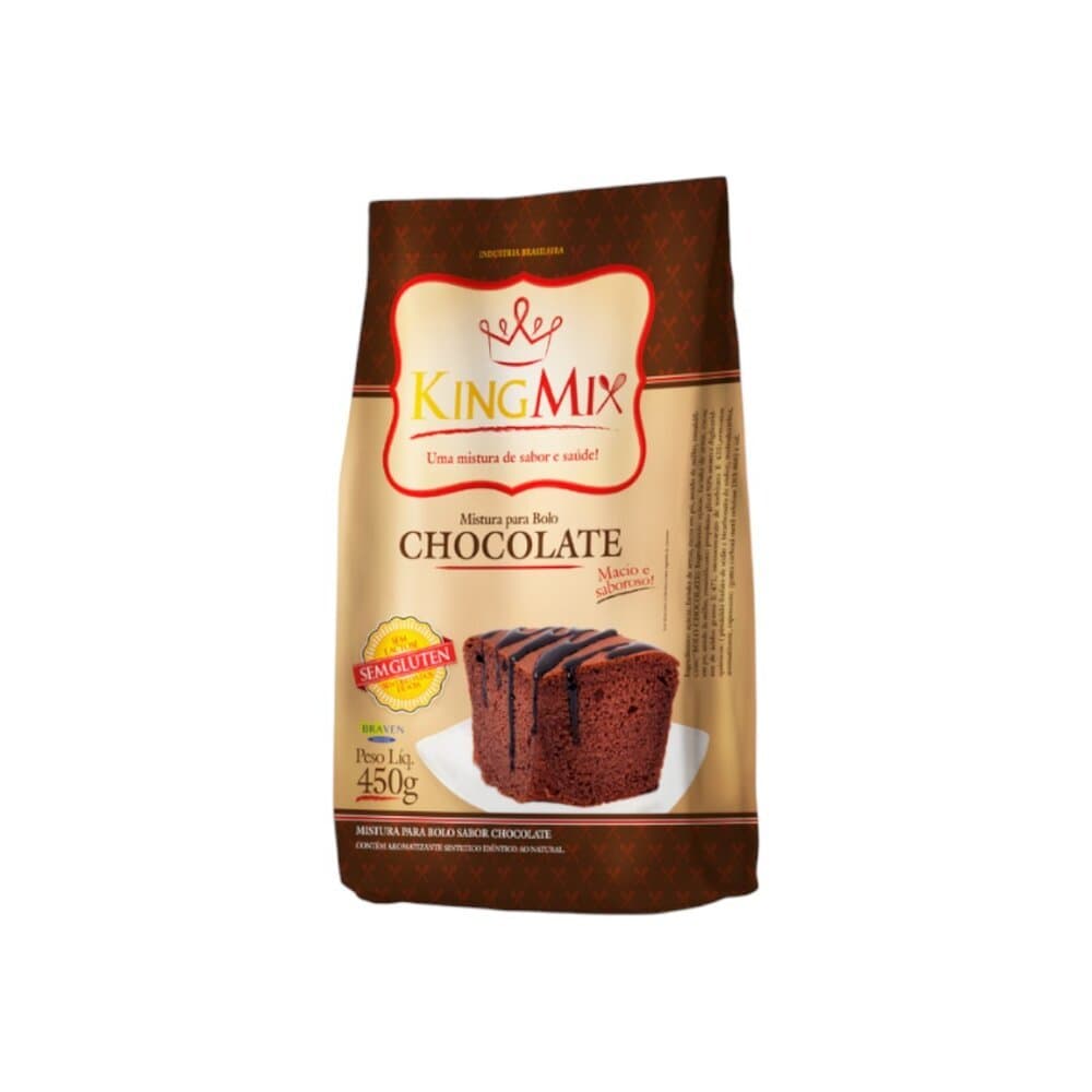 Mistura para Bolo Chocolate King Mix 450g Sem Glúten Sem Lactose Fácil e Saboroso
