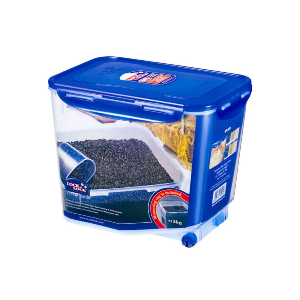 Pote Hermético Porta Arroz Cereais e Mantimentos com copo medidor Lock&Lock 5Kg /7 litros