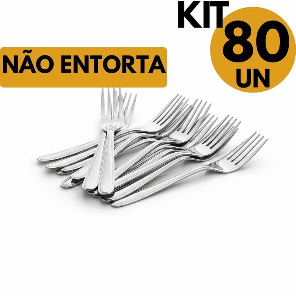Kit 80 Garfos Inox Reforçado Não Entorta Restaurante Lanchonete Cozinha Casa