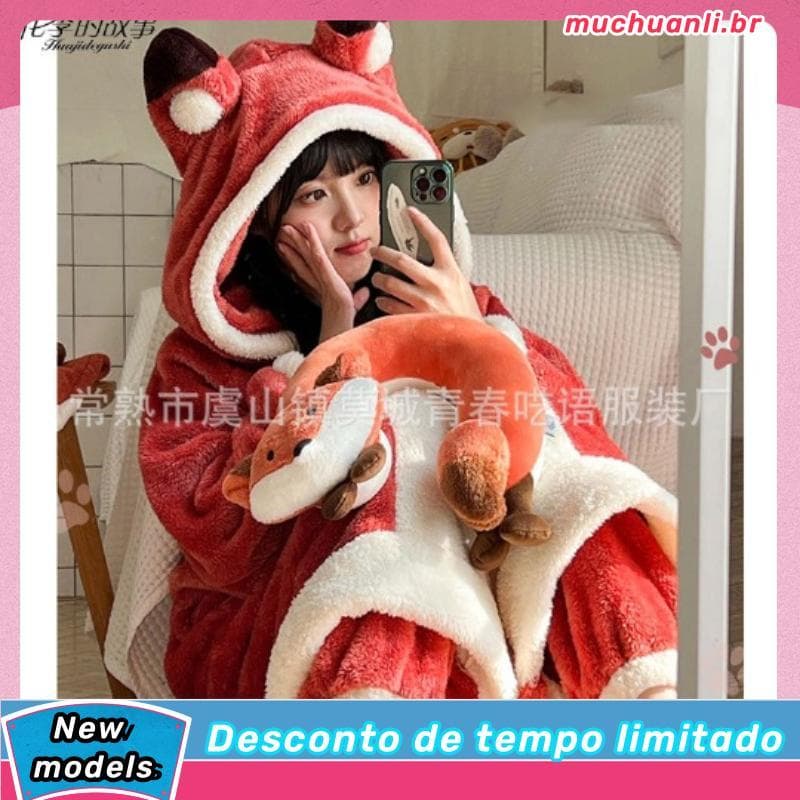 Mulheres Plus Size pijamas frio inverno flanela terno de pelúcia adulto costura outono veludo Coral banho engrossado Hom