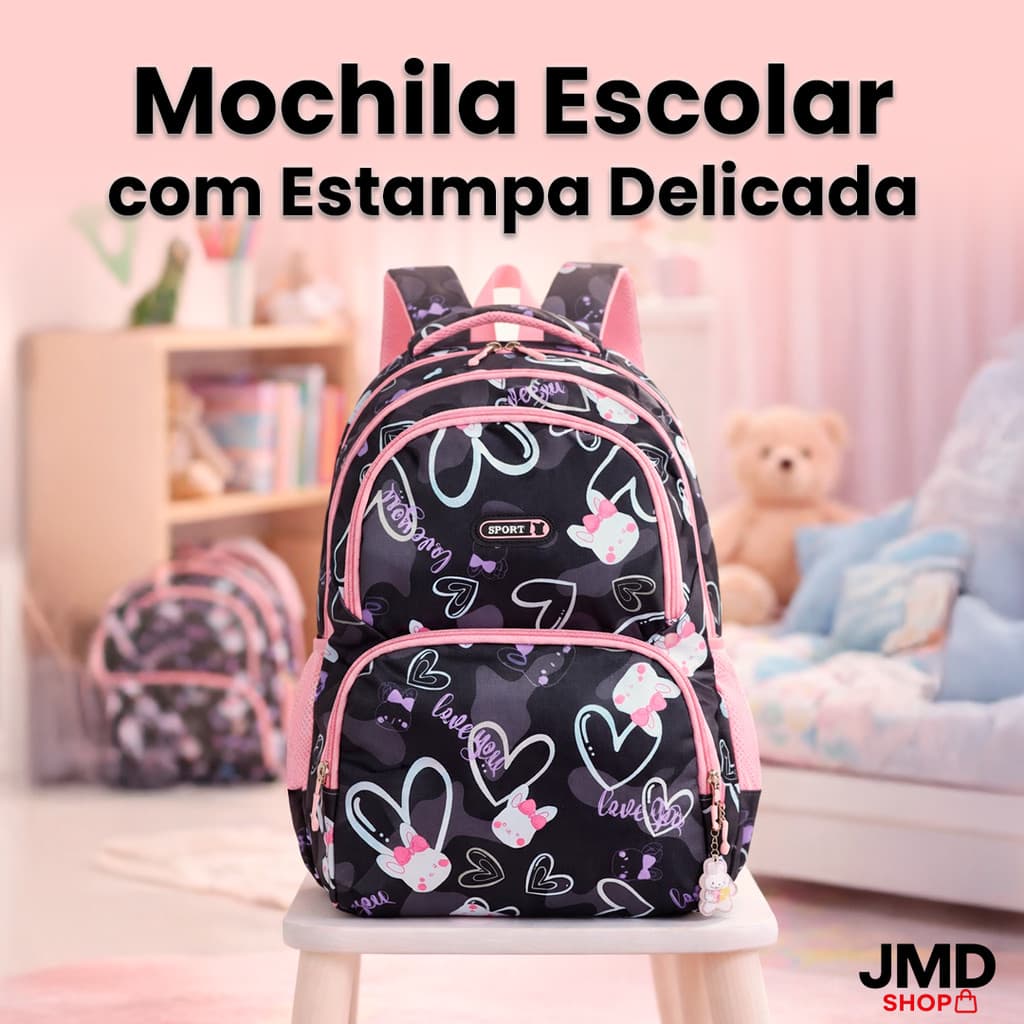 Mochila Escolar Infantil Confortável com Compartimento Principal Amplo