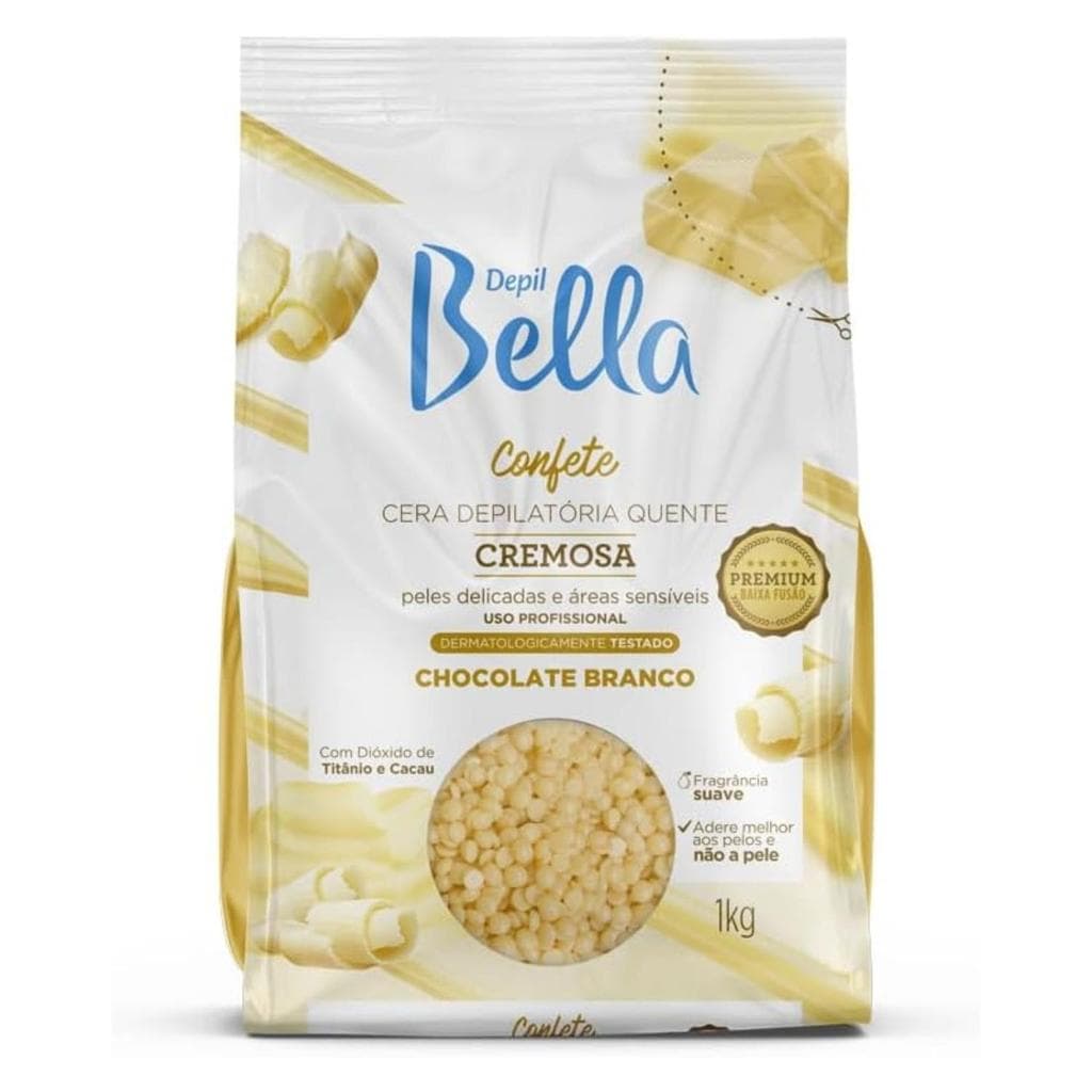 Cera Chocolate Branco Confete Depil Bella Cremosa 1kg