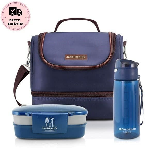 Kit Fitness Bolsa Térmica Com Marmita 2 andares e Squeeze - Jacki Design