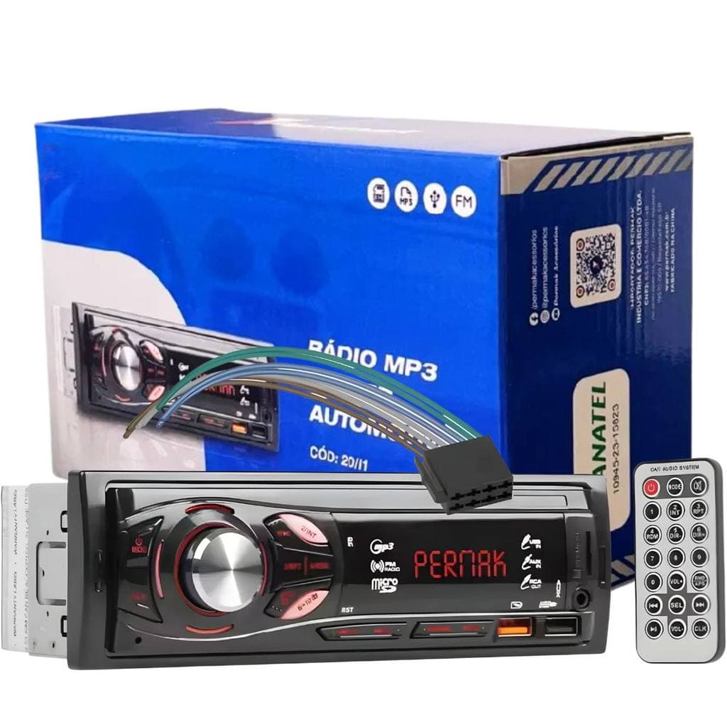 Radio Automotivo Mp3 4x45w 2 Usb Leitor Cartão Sd Bt Permak
