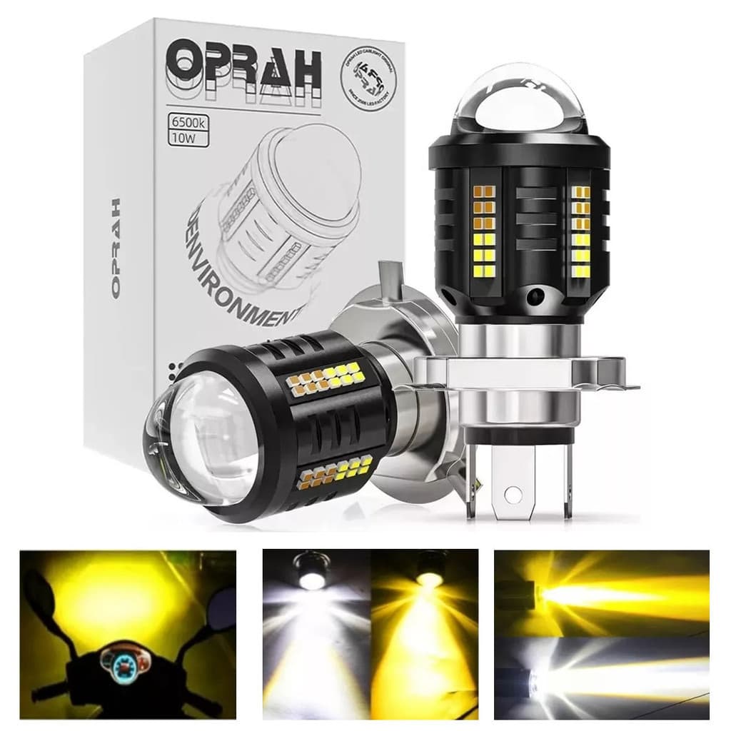 1 Pcs Farol De Motocicleta Super Brilhante H4 Moto Lâmpada LED Alta Baixa Luz/Com Nevoeiro Duas Cores