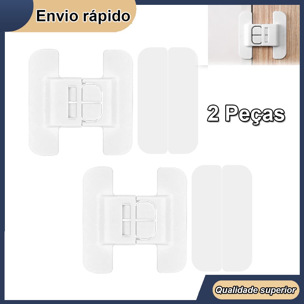2 Trava Tranca De Segurança Para Porta Gaveta Crianças Freezer Janela Armario Geladeira Microondas Vaso Guarda Roupa