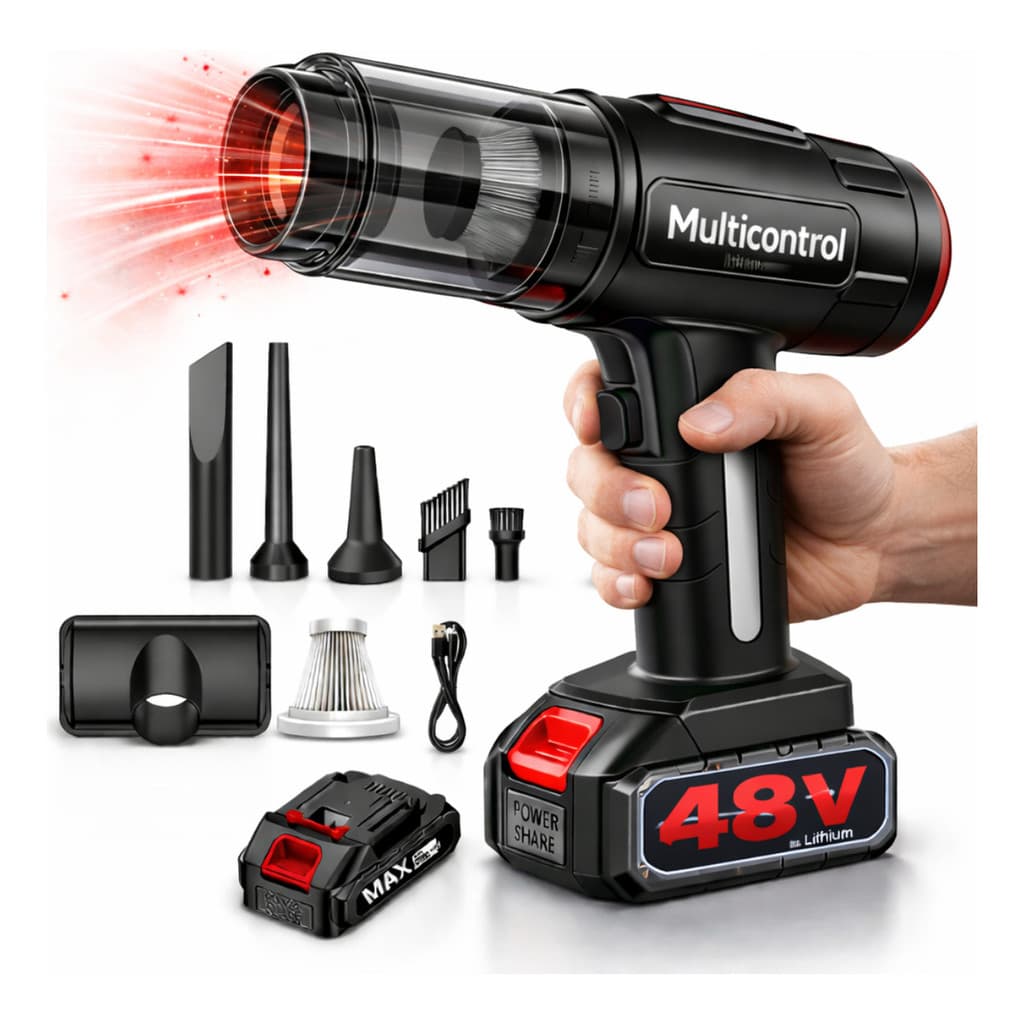 Aspirador De Pó Portatil Automotivo Casa Turbo Sem Fio 48v 3000mah Soprador Bivolt Para Carro e Casa