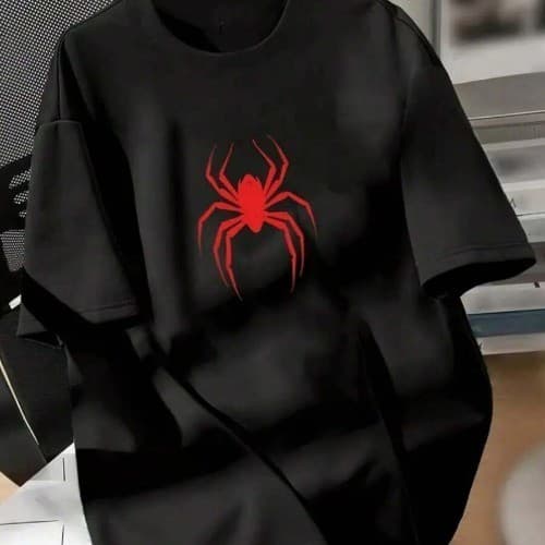 Camiseta Aranha Spider Masculina 100% Algodao Estampada Tecido Leve Oversized Infantil e Adulta