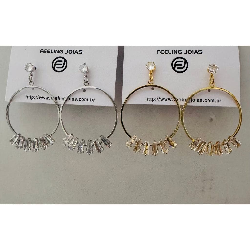 Brinco  21# Feminino Casual Dourado Prata Blogueira Brilhante Zircônia Elegante