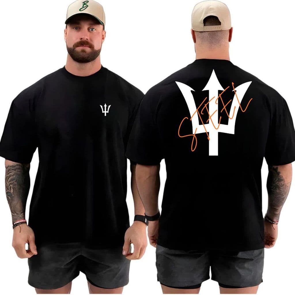 Camiseta Camisa Oversized Top arnold para Academia Musculação tridente Streetwear 100% Algodão premium gola grossa 1120