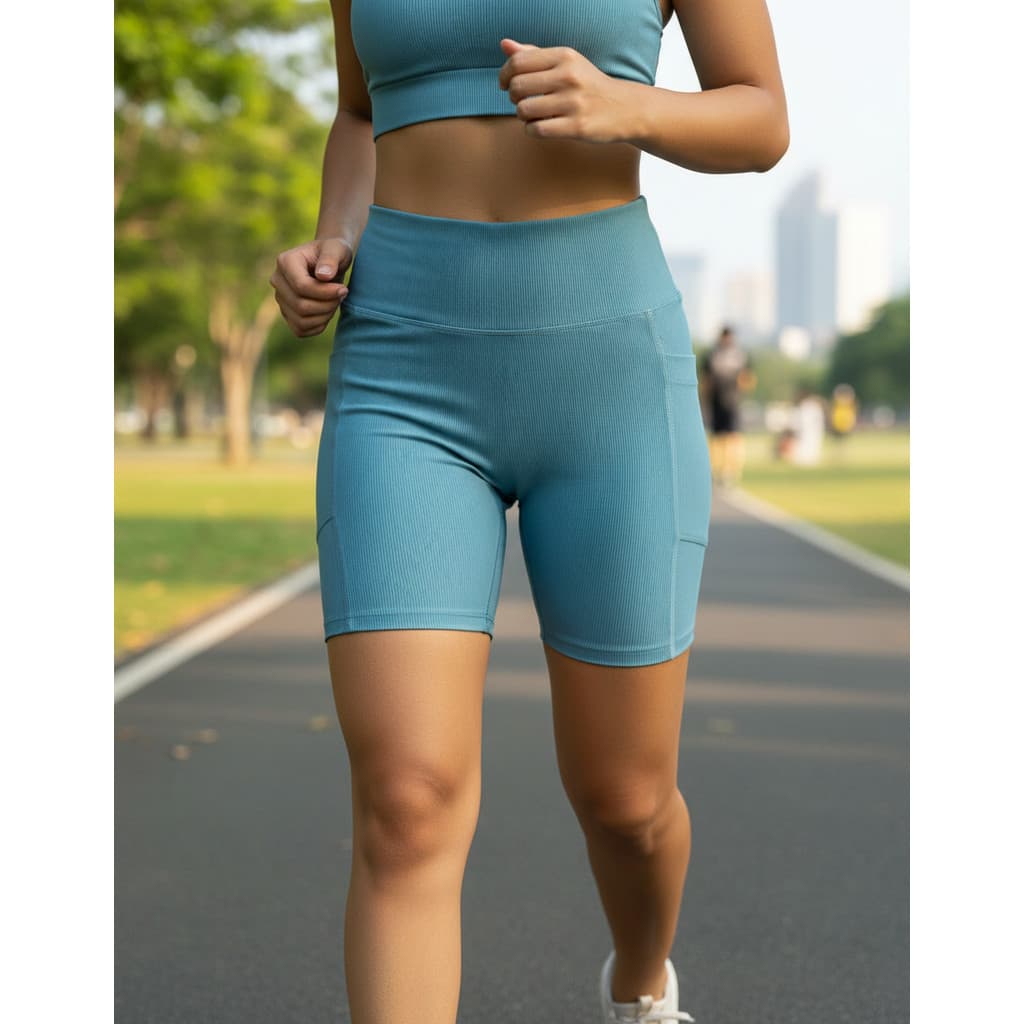 Shorts avulso canelado com bolso lateral, Fitness