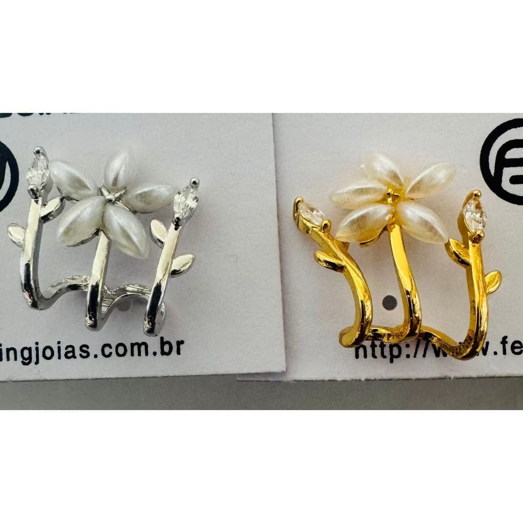 Brinco  56# Feminino Brilhante Zircônia Elegante Casual Dourado Prata Blogueira Gota perola