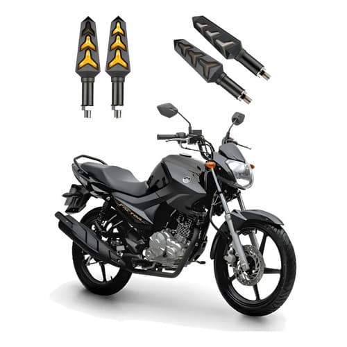 Kit 4 Seta Led Sequenciais Yamaha Factor 125 2010 2011 2012 Preto