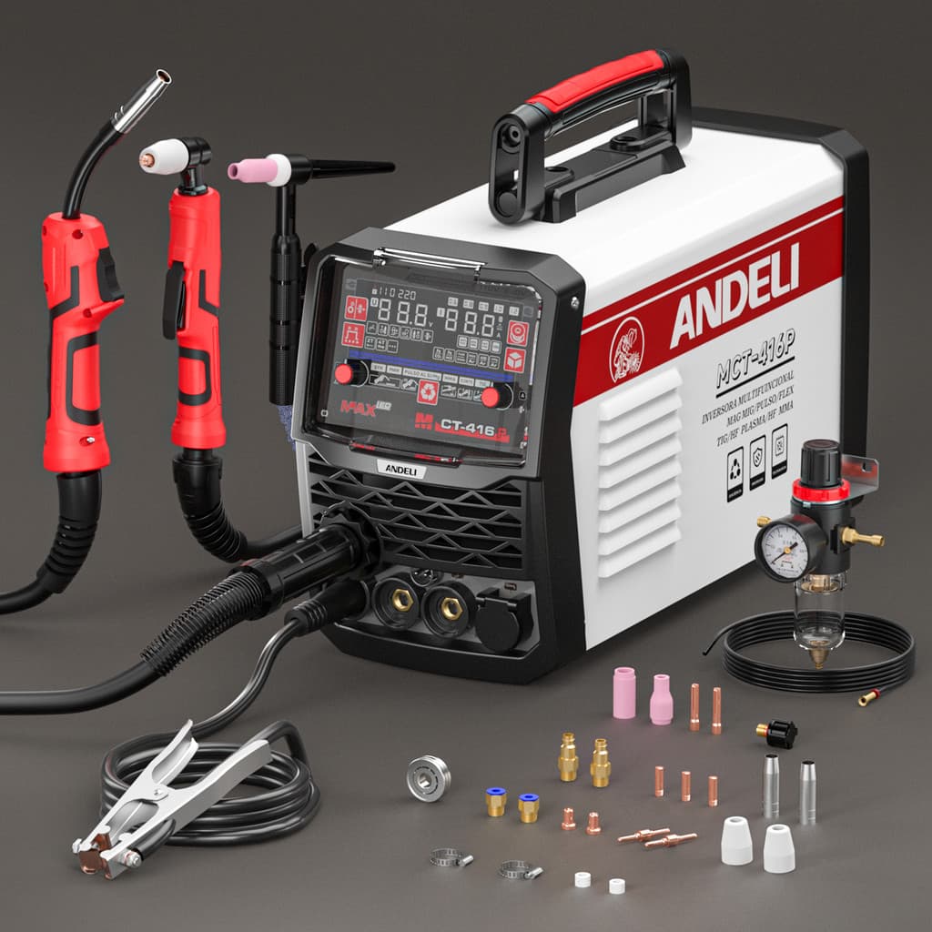 Máquina De Solda Multifuncional Mct-416p 8em1 160a MIG/Pulso/SYN/MAN C/S Gás TIG DC/HF PLASMA  MMA