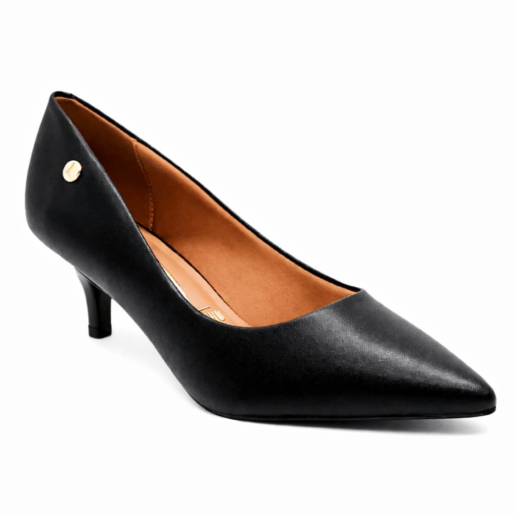 Vizzano Scarpin Feminino Salto Fino Baixo Preto Casual