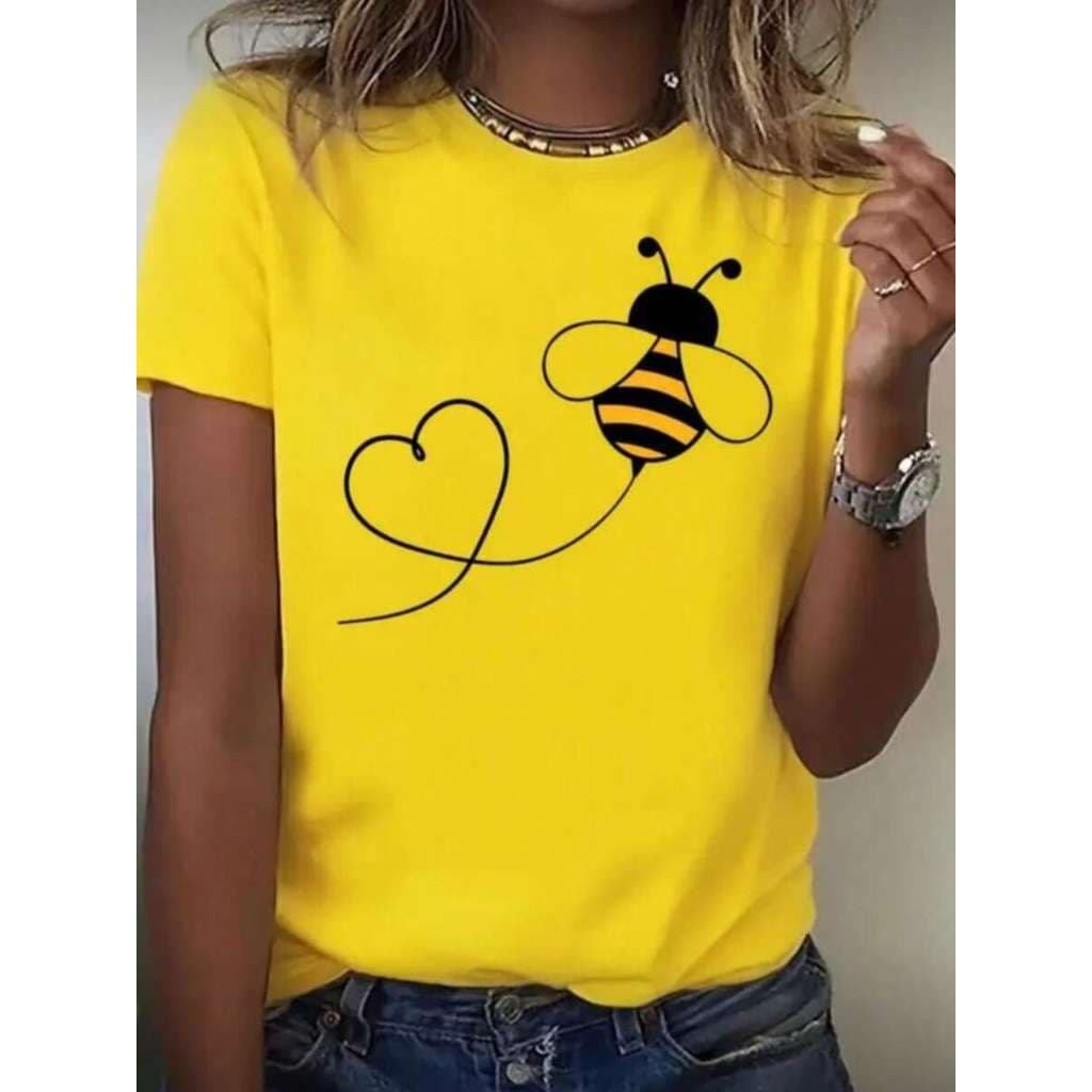 Camisa Feminina T-shirt Abelha 100% Algodão Lançamento
