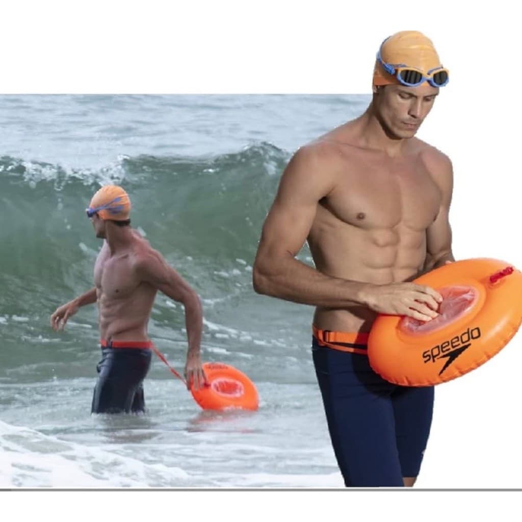 Boia Natação Mar Speedo Swim Safe Dry Pocket Sinalizador Águas Abertas Porta Objetos