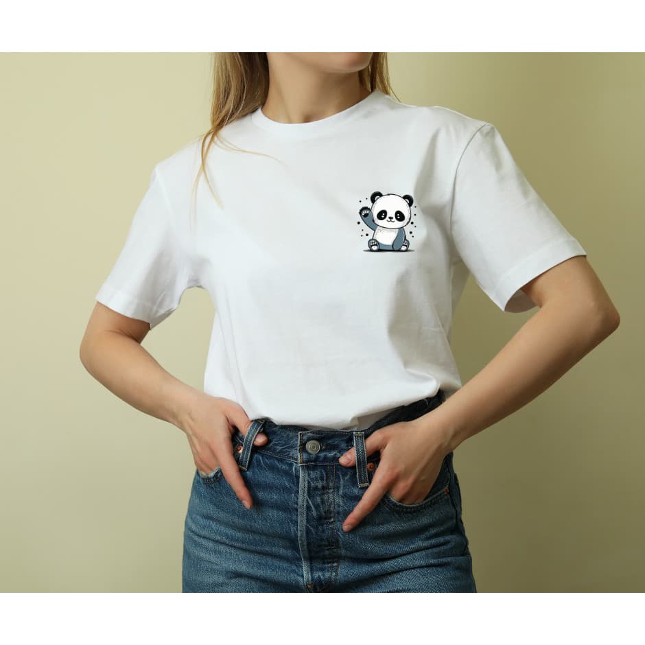 camiseta básica feminina estampa panda streetwear feminino algodão premium leve e respirável panda  fofa