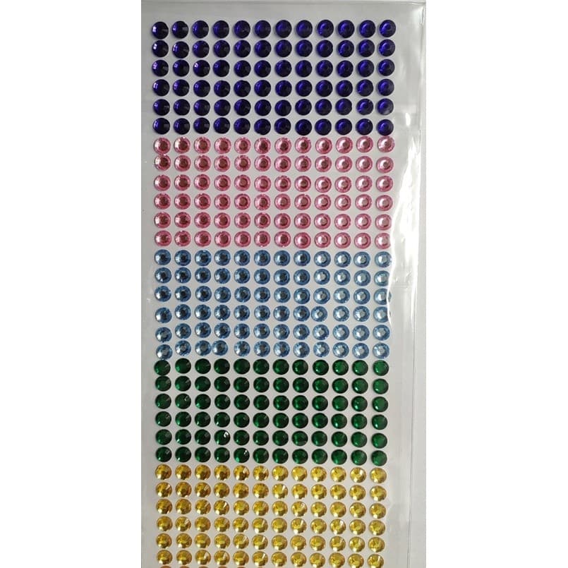 Cartela Strass Adesivo 3mm- 6mm-10mm com  7cores Adesivo Decorativo