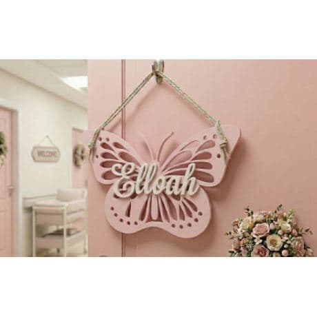 Letreiro Nome Personalizado Borboleta  Decorativo  para Quarto Infantil Bebê Luxo